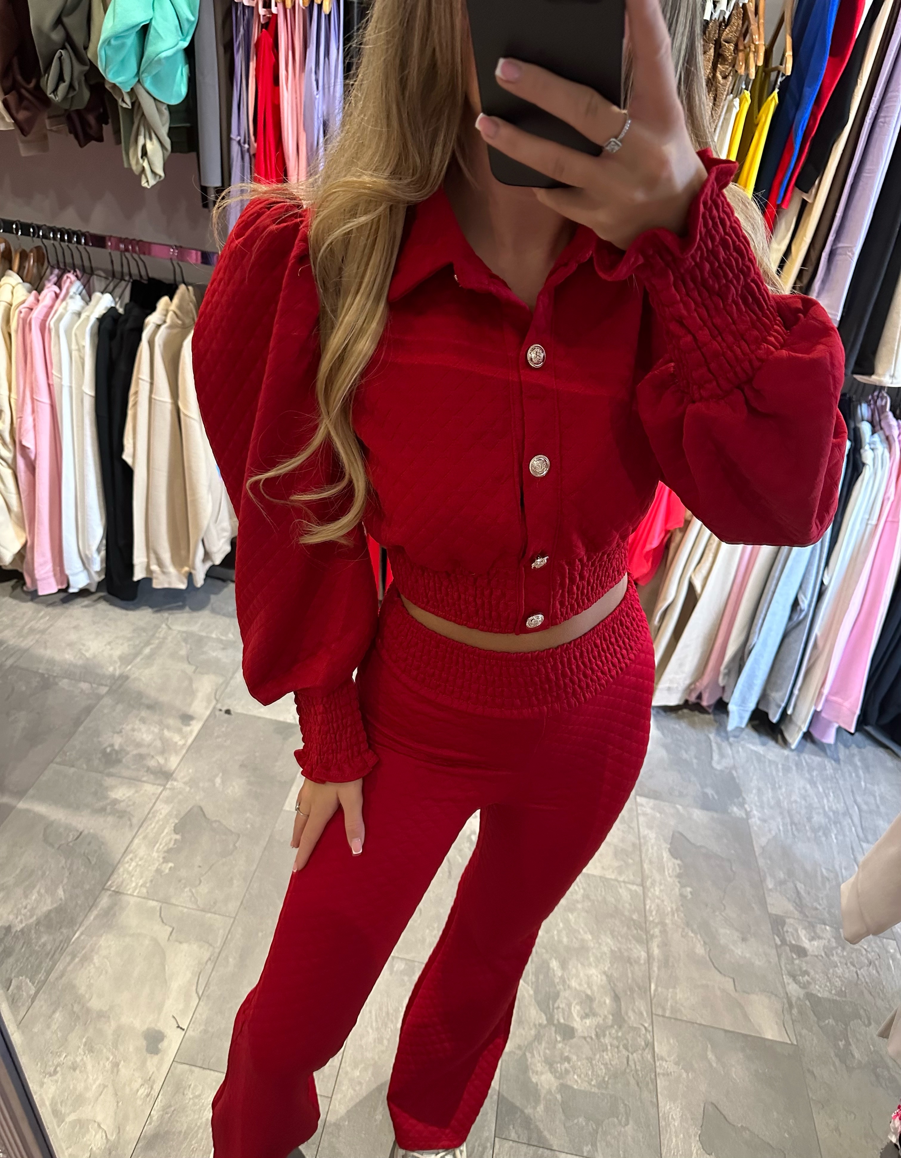 JASMINE Waffle Set In Red – Moda Bella